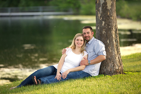 Engagement portrait at Stratford Woods Park in Midland, Michigan
