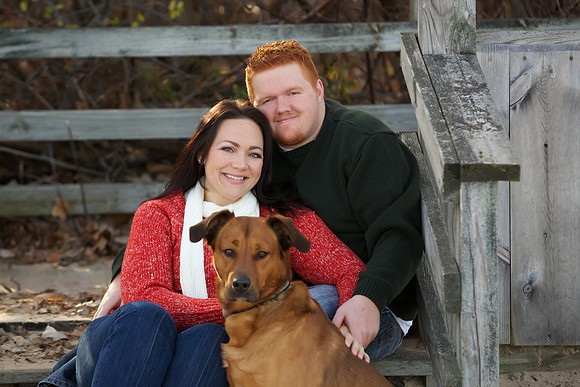 Engagement portrait with dogs at Bay City State Park