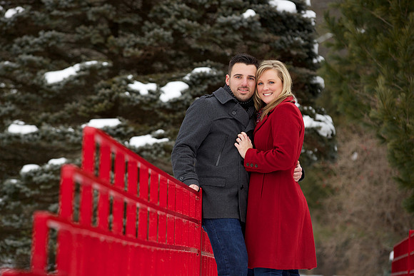 Winter engagement portraits at Dow Gardens