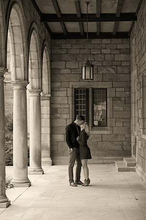 Fall engagement portraits in Ann Arbor at University of Michigan
