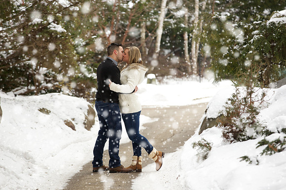 Winter engagement portraits at Dow Gardens