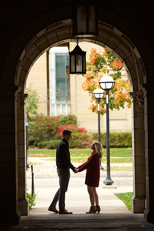 Fall engagement portraits in Ann Arbor at University of Michigan