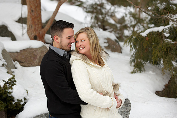 Winter engagement portraits at Dow Gardens