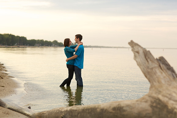 Engagement portrait in the water at Bay City State Park